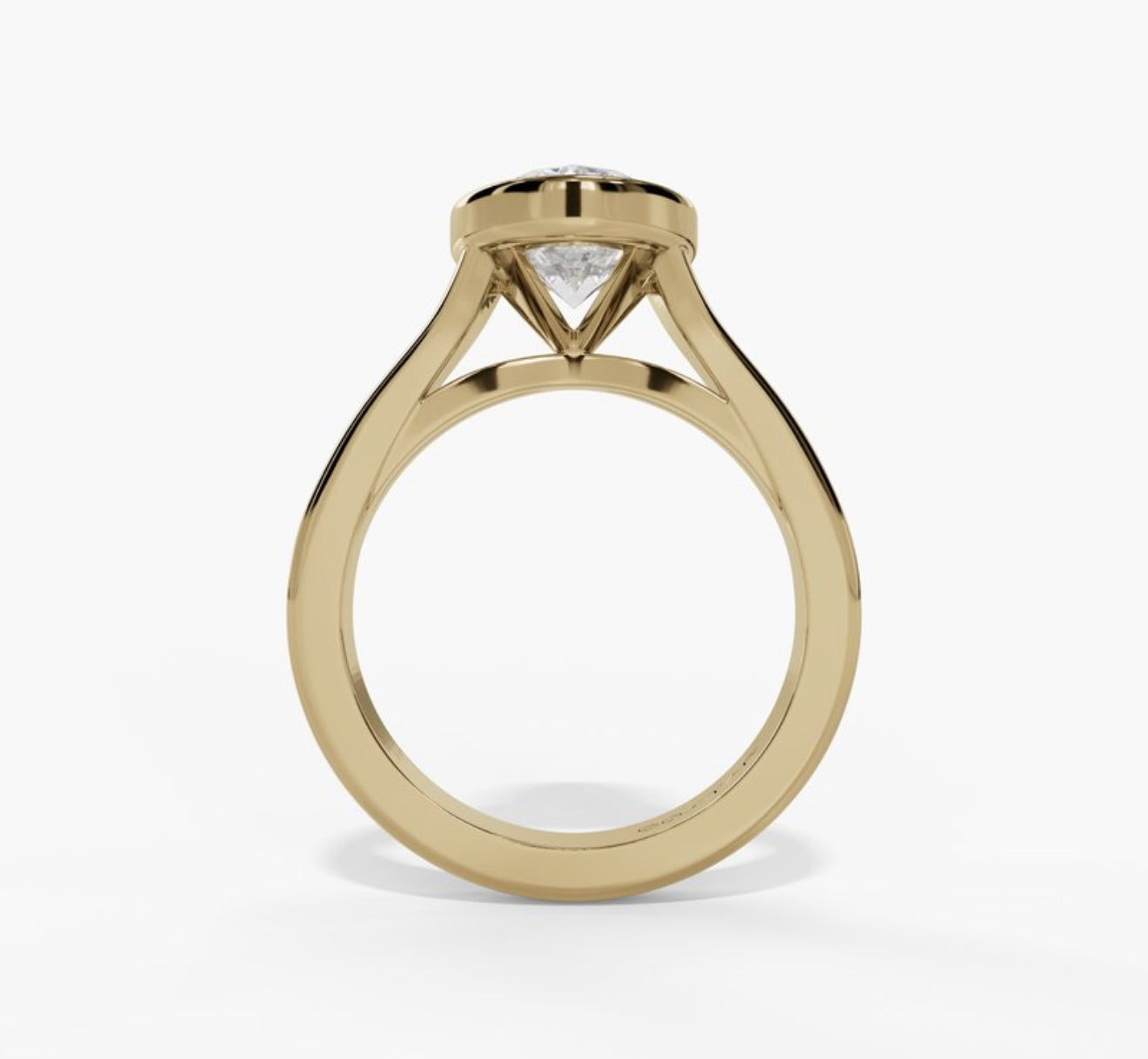 14K Yellow Gold Cathedral Slit-Shank Oval-Cut LAB Grown Diamond Engagement Ring
