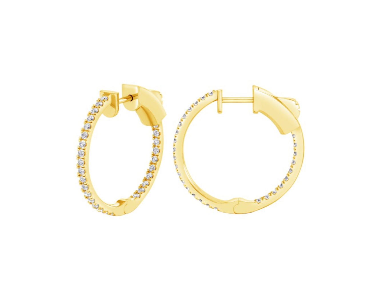 14K White or Yellow Gold Round Shaped Large Inside Out Hoop Earrings