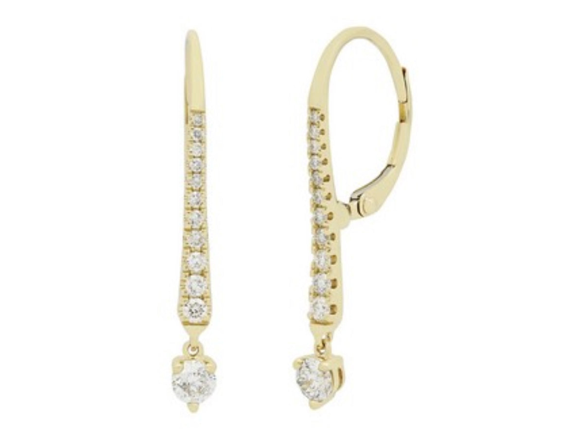 14K Yellow Gold Diamond Drop Earrings