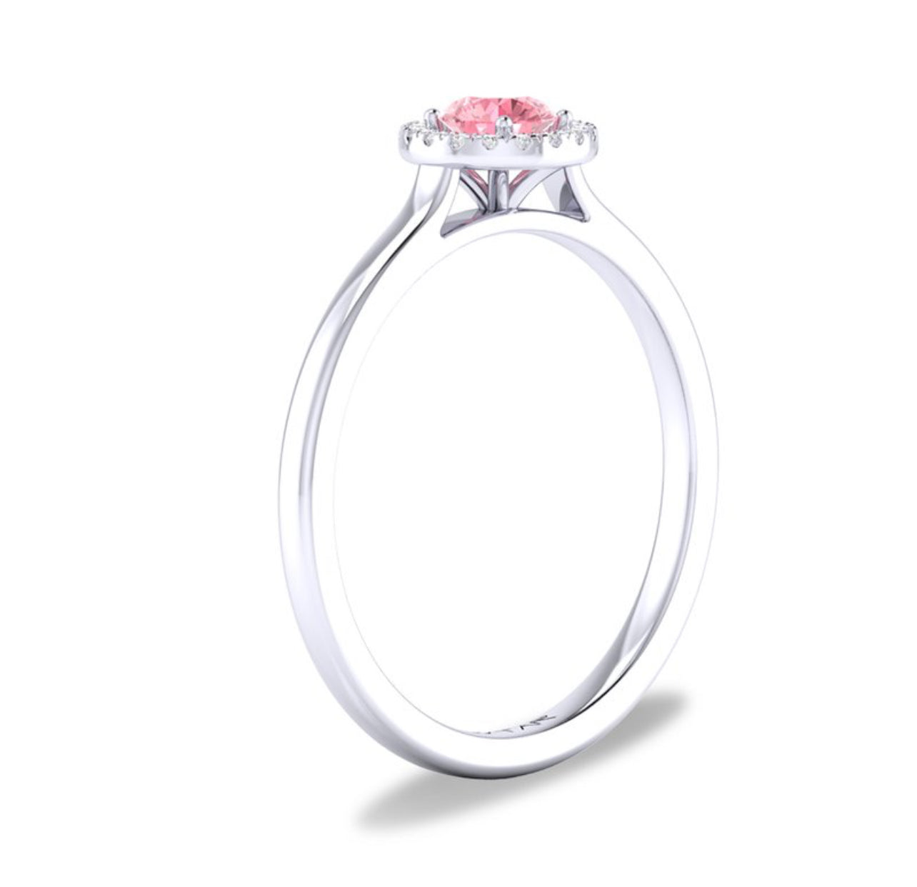 10K or 14K Yellow or White Gold Pink Tourmaline and Diamond Halo Ring