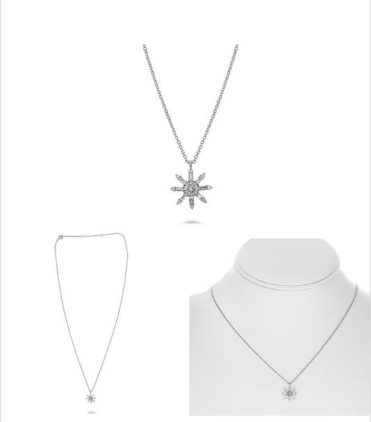 14K Snowflake Diamond Necklace