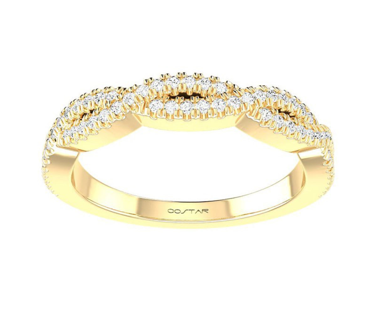 14K White Gold Entwined Diamond Stackable Band