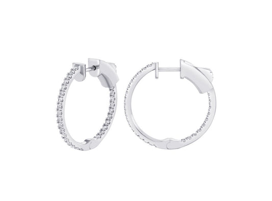 14K White or Yellow Gold Round Shaped Large Inside Out Hoop Earrings