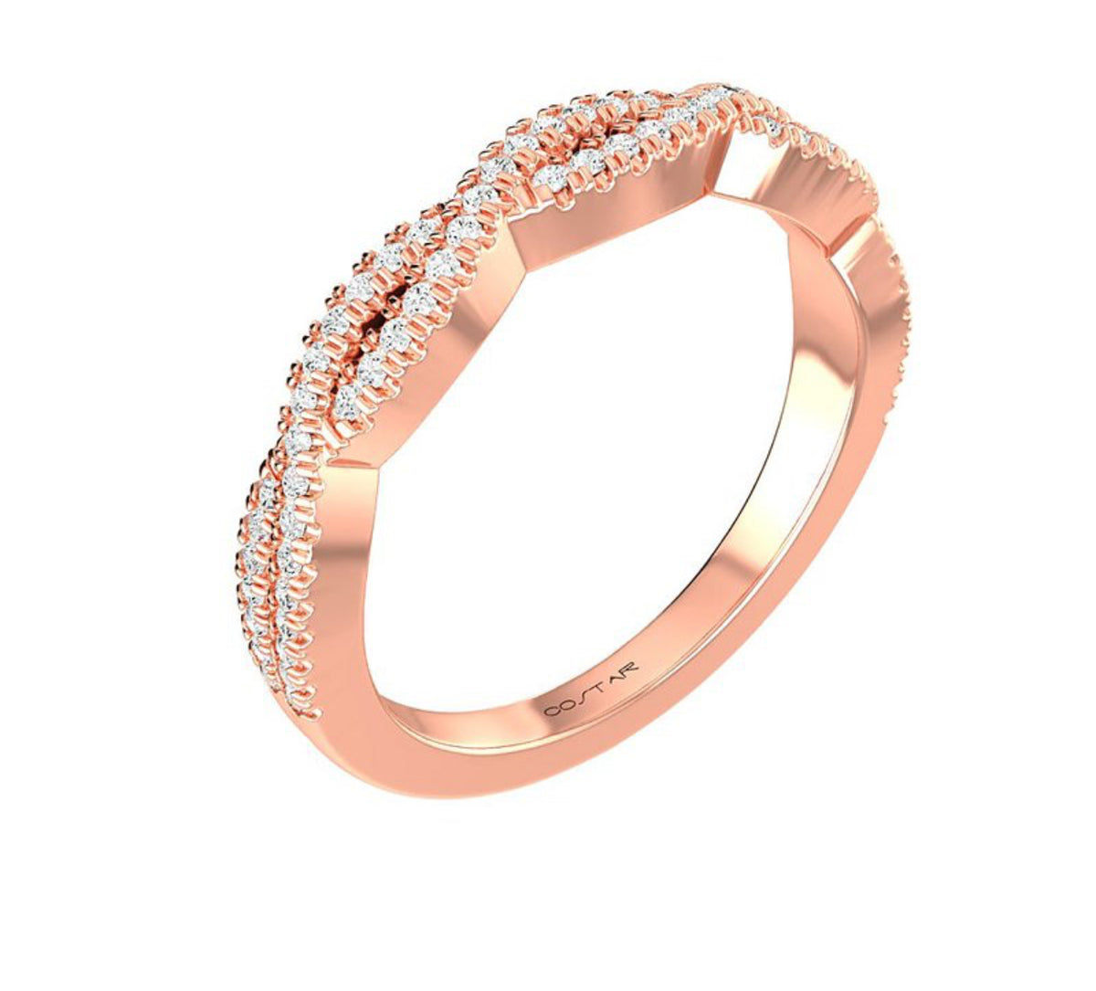 14K White Gold Entwined Diamond Stackable Band