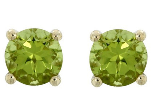 14K Yellow Gold Peridot Stud Earrings