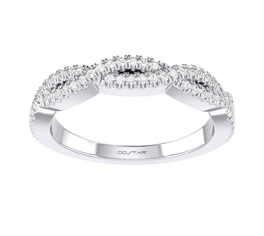 14K White Gold Entwined Diamond Stackable Band