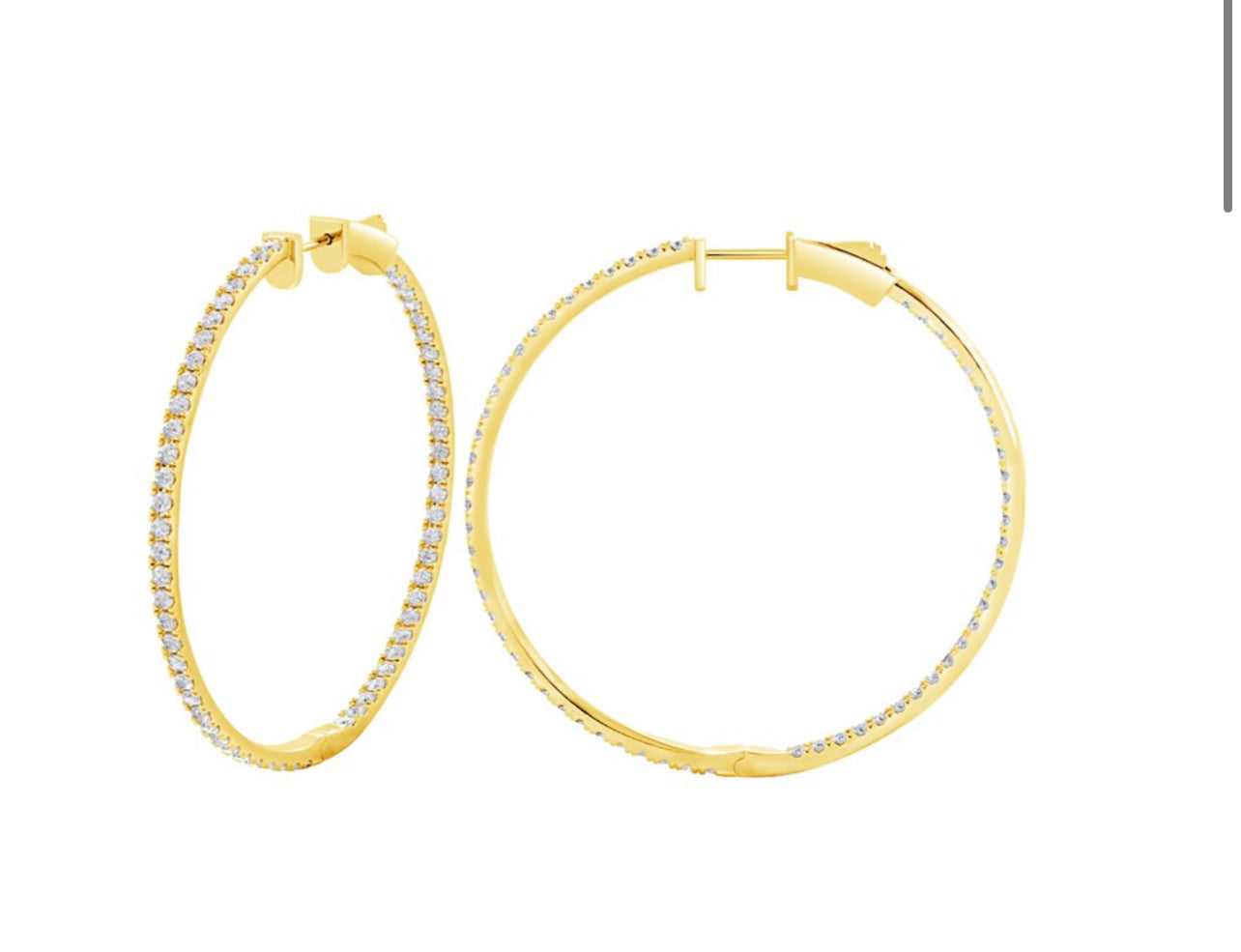 14K White or Yellow Gold Round Shaped Large Inside Out Hoop Earrings