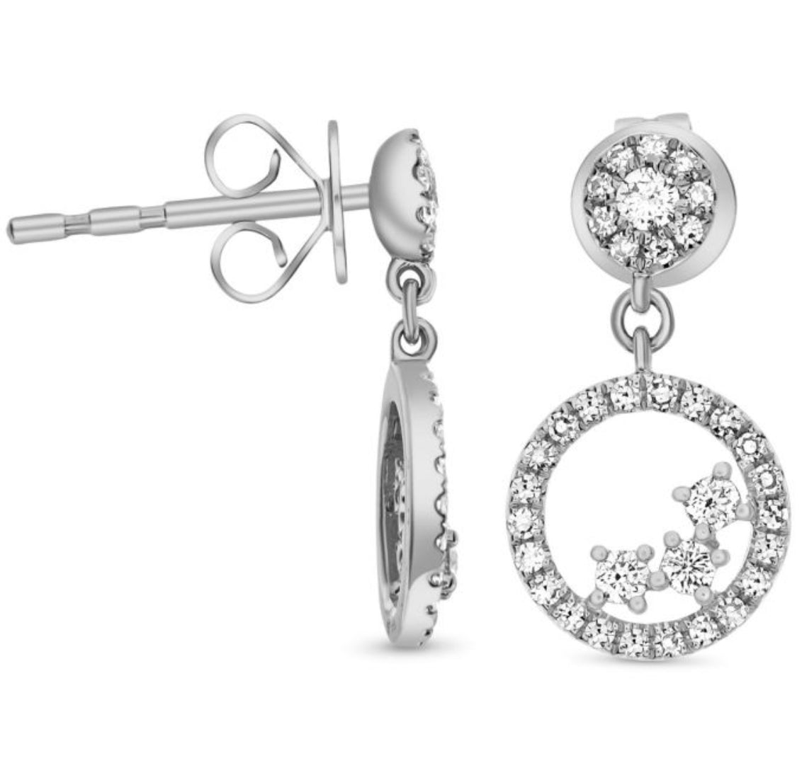 14K Diamond Roundel Dangle Earrings