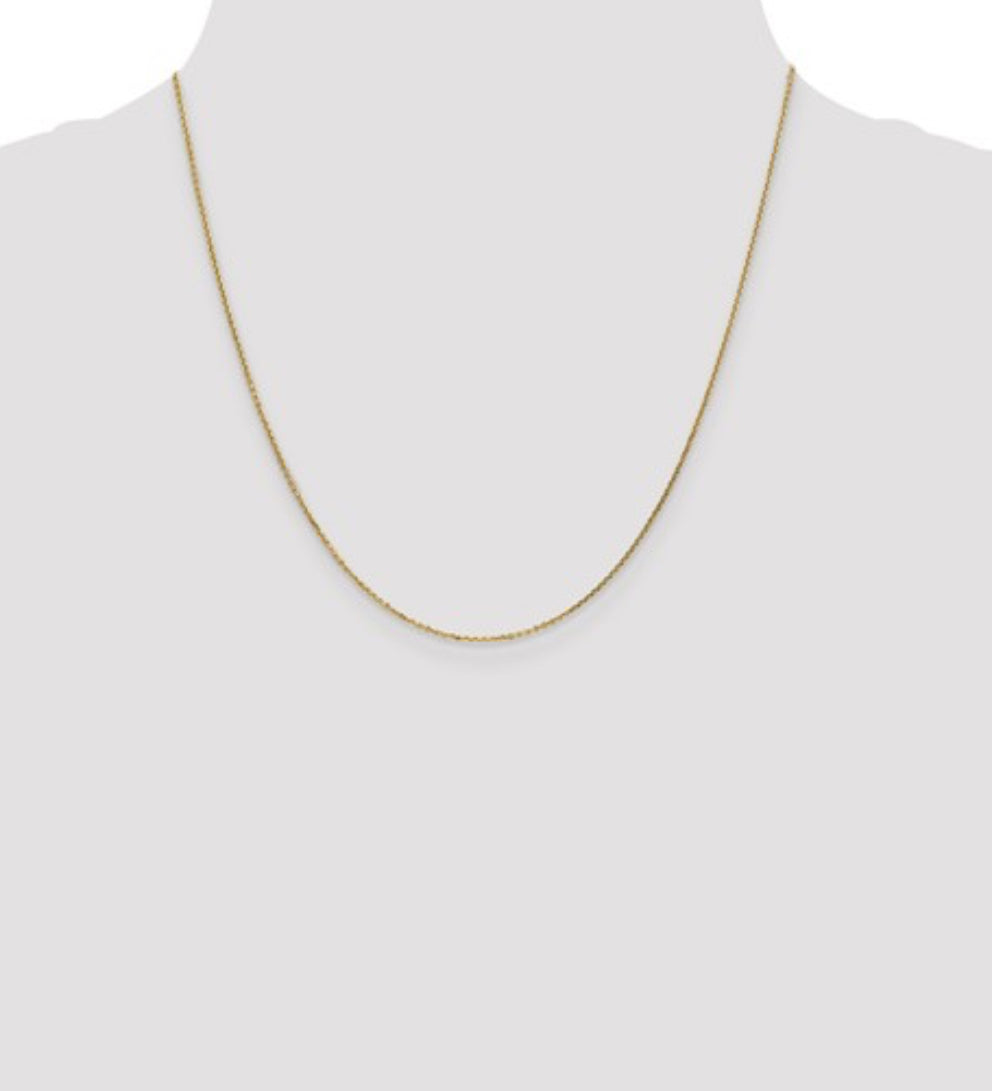 14K Yellow Gold .80MM Cable Chain with Lobster Clasp