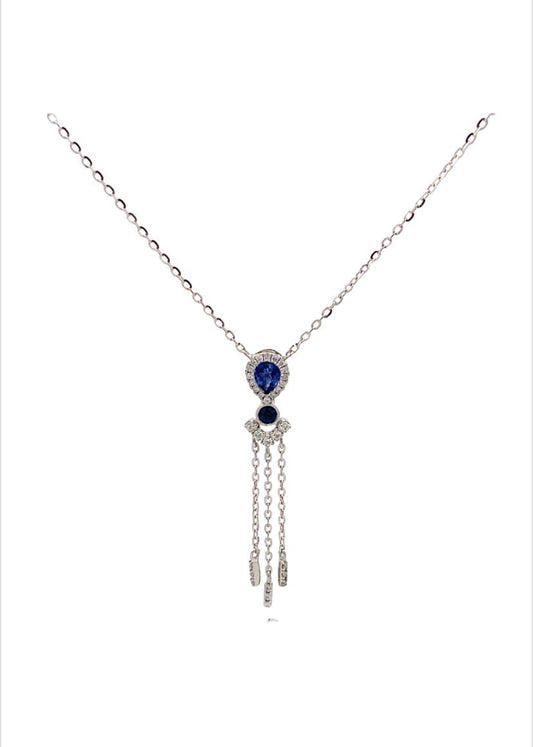 14K White Gold Pear-Shaped Sapphire Necklace