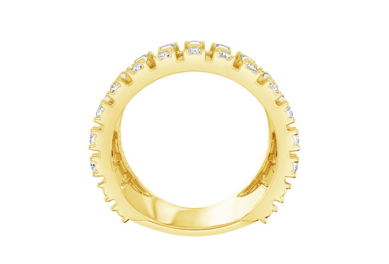 14K Round and Baguette Spaced Diamond Fashion Band