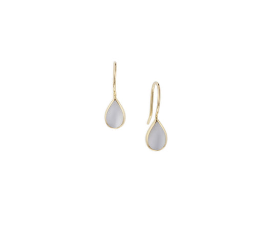 14K Yellow Gold White Mother of Pearl Dangle Earrings