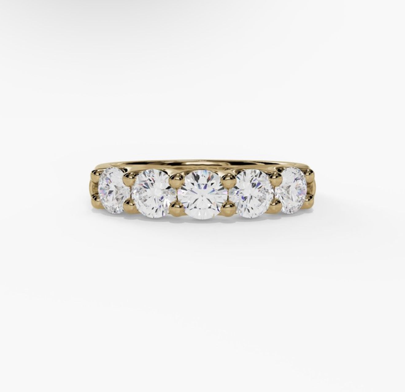 14K Yellow Gold U-Prong Diamond Band