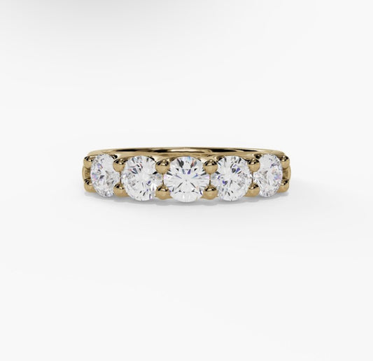 14K Yellow Gold U-Prong Diamond Band