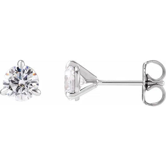 14K White Gold Martini Setting Lab Grown 1 Carat Diamond Stud Earrings