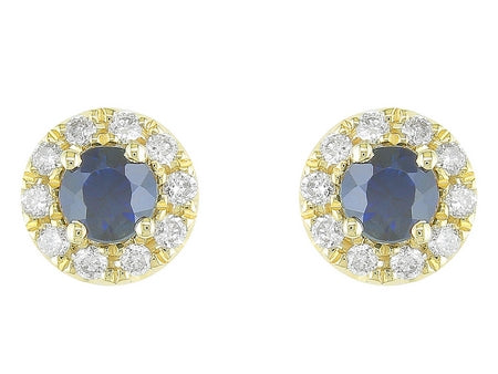14K White Gold Sapphire and Diamonds Stud Earrings