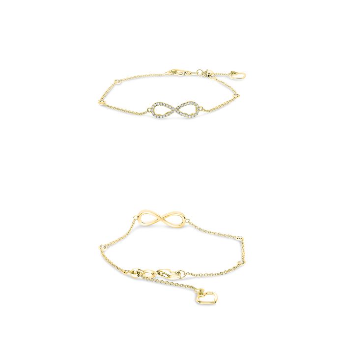 14K Yellow Gold Diamond Infinity Bracelet