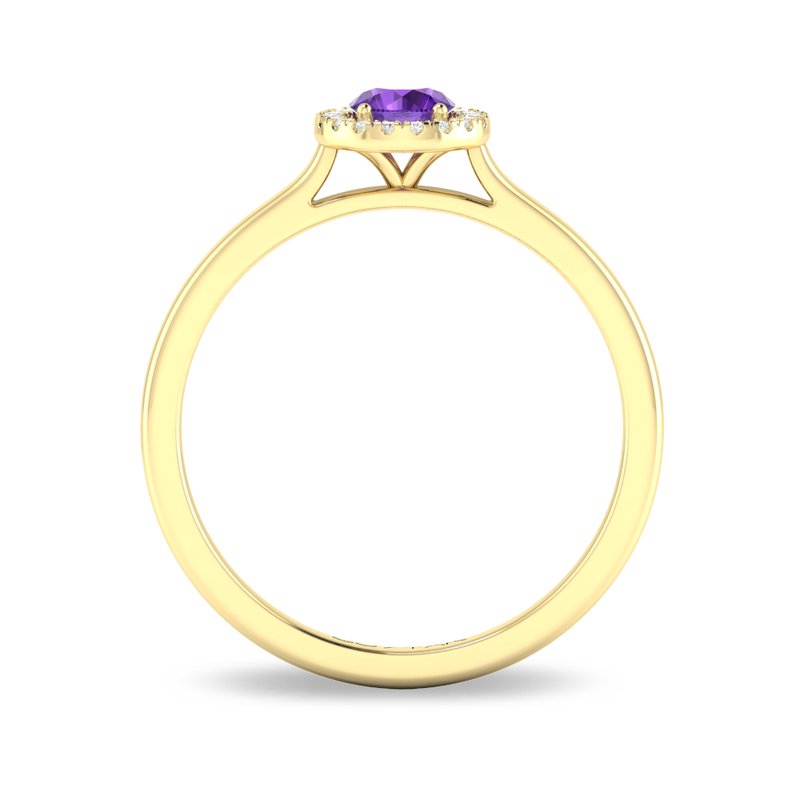 10K or 14K White or Yellow Gold Amethyst and Diamond Halo Ring