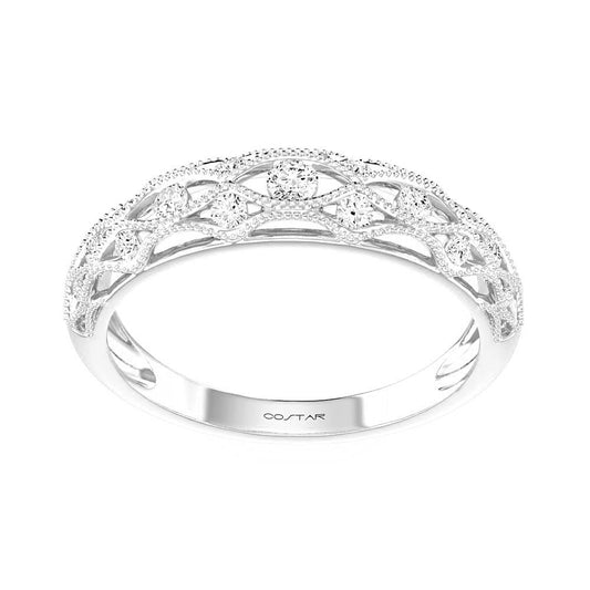 Open Work Vintage-Inspired Diamond Stackable Band