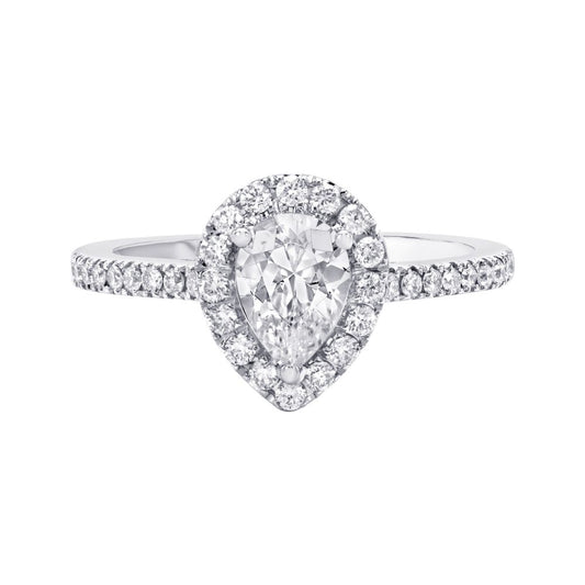 14K White Gold Pear Shaped Diamond Classic Engagement Ring