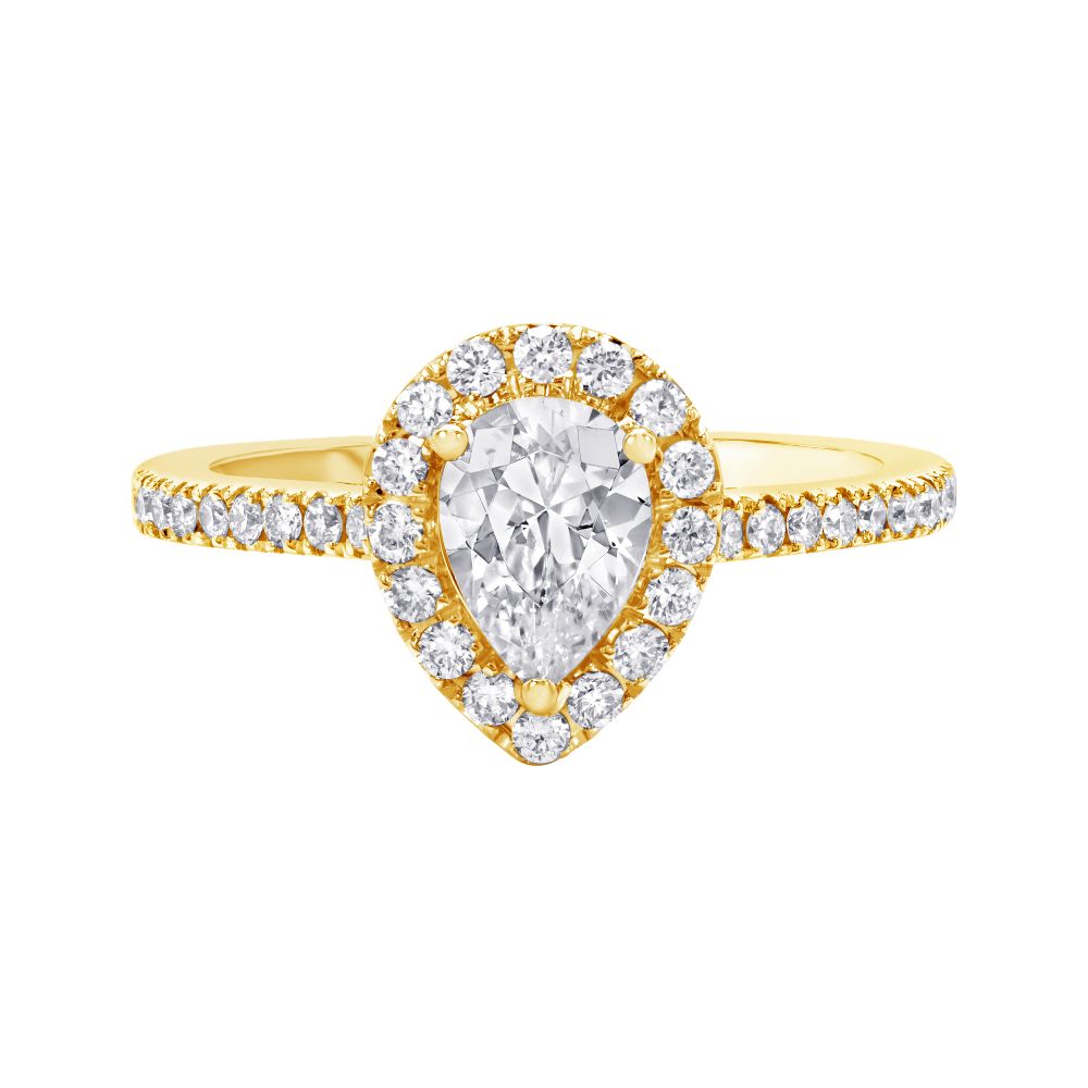 14K White Gold Pear Shaped Diamond Classic Engagement Ring