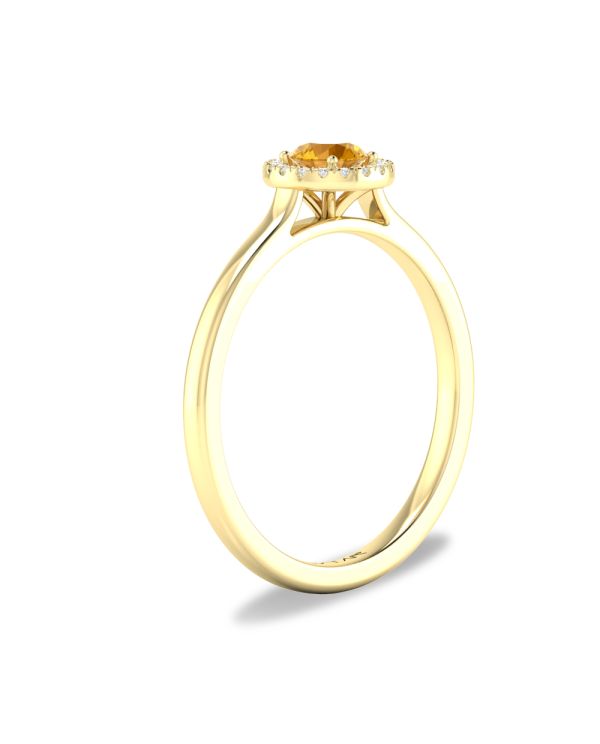 10K Yellow Gold Citrine and Diamond Halo Ring