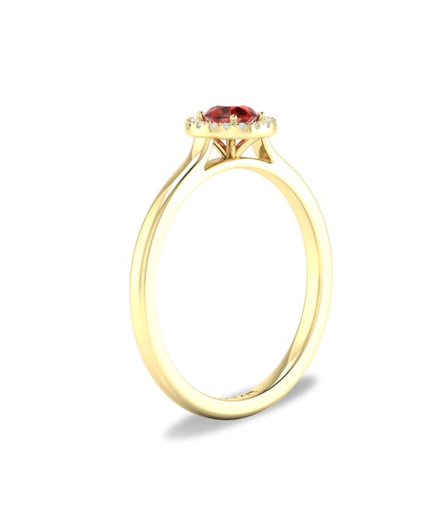 10K Yellow Gold Garnet and Diamond Halo Ring