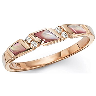 Kabana Rose Gold Pink Mother of Pearl and Diamond Ring Size 7