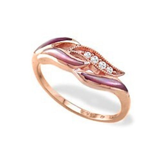 14K Rose Gold Kabana Ring with Pink Mother of Pearl and Diamonds