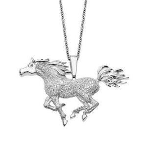 Sterling Silver Kabana Horse Pendant with Diamond Finish