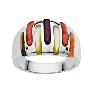 Sterling Silver Kabana Multi Color Mother of Pearl Ring