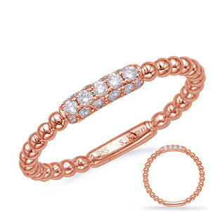 14K Rose Gold Diamond Accented Stackable Wedding Band