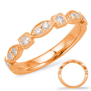 14K Rose Gold Ladies' Vintage Inspired Stackable Diamond Wedding Band