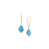 Sleeping beauty Turquoise Kabana dangle earrings 14k yellow gold