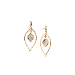 Kabana 14K Rose Gold Pink Mother of Pearl and Diamond Dangle Earrings