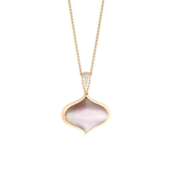 14K Kabana Rose Gold Pink Mother of Pearl Pendant with chain