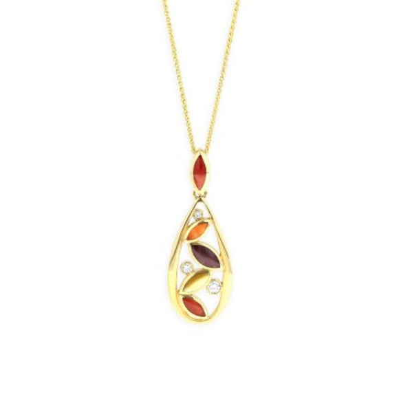 14K Yellow Gold Kabana Multi Color Mother of Pearl Pendant
