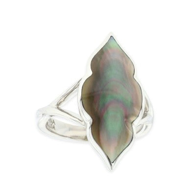 Sterling Silver Kabana Black Mother of Pearl Ring