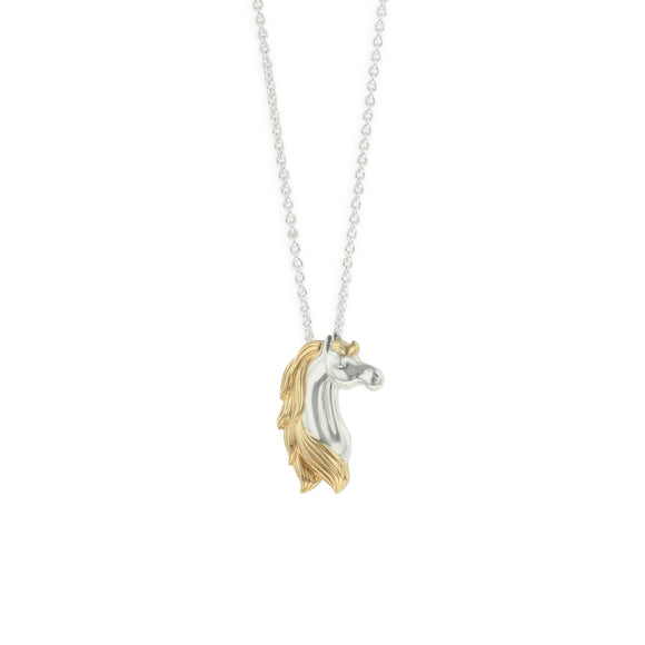 Kabana Horse Sterling Silver and 14K Yellow Gold Pendant