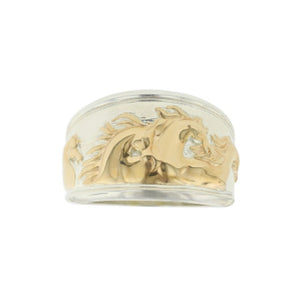 Kabana Horse Ring Sterling Silver 14K Yellow Gold Band