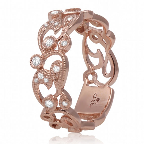 14K Rose Gold Diamond Wedding Band