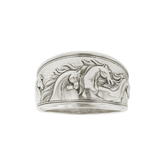 Kabana Horse Ring Sterling Silver Antiqued Tapered Band Size 7