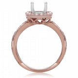 14K rose gold cushion halo diamond engagement ring