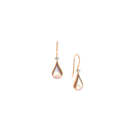 Kabana 14K Rose Gold Pink Mother of Pearl and Diamond Dangle Earrings