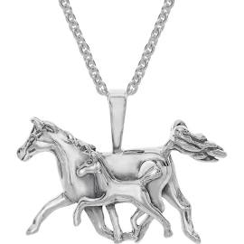 Kabana Mother's Jewel Horse Pendant Necklace in Sterling Silver