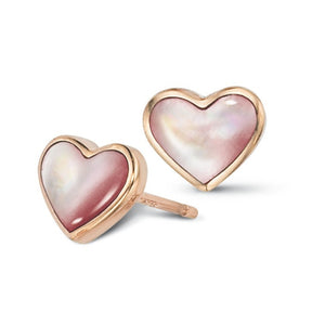 Kabana 14K Rose Gold Heart-Shaped Pink Mother of Pearl Earrings
