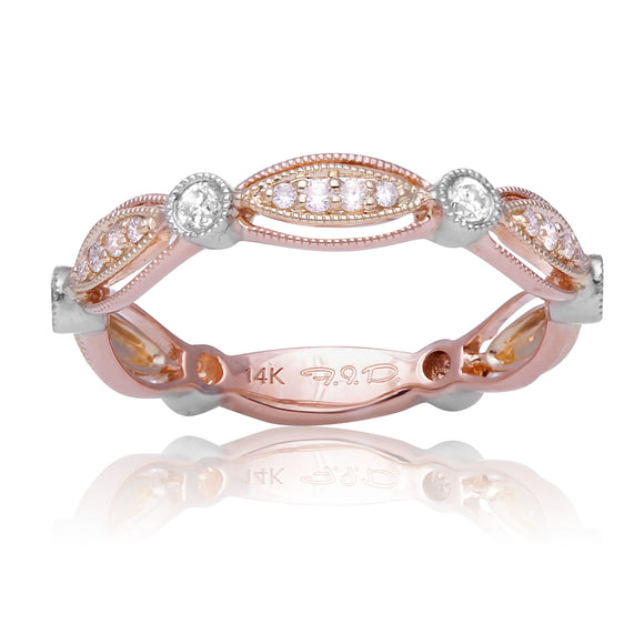 14K Rose Yellow and White Gold Diamond Wedding Band .24CTW