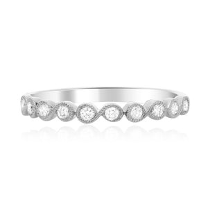 14K White Gold Infinity-Inspired Diamond Stackable Milgrain Wedding Band